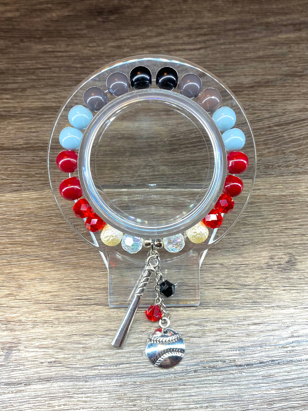 Grey/Red Ombré Charm Bracelet
