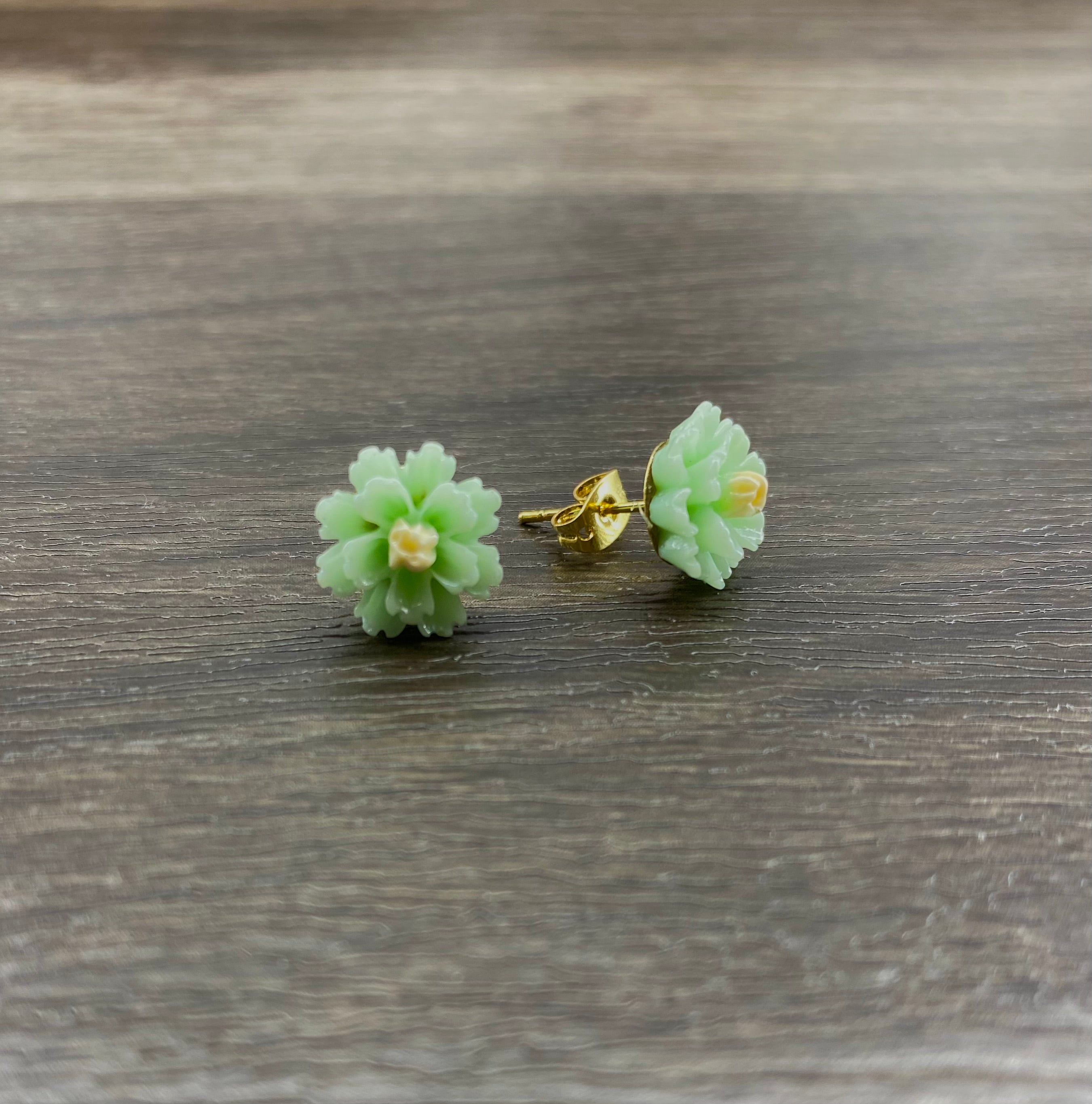 Green Flower Studs