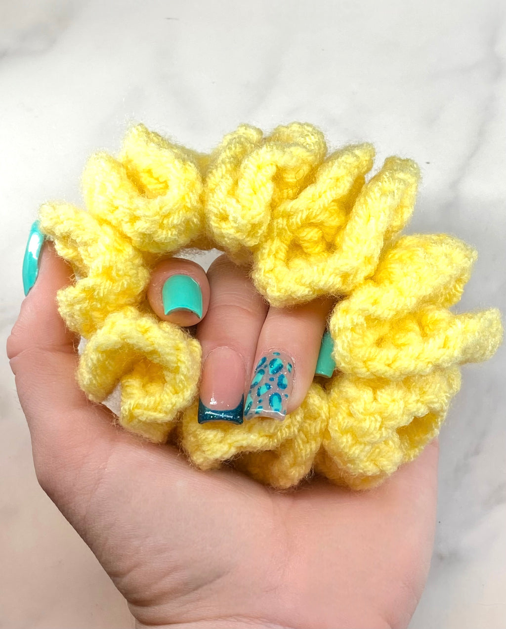 Yellow Crochet Scrunchie