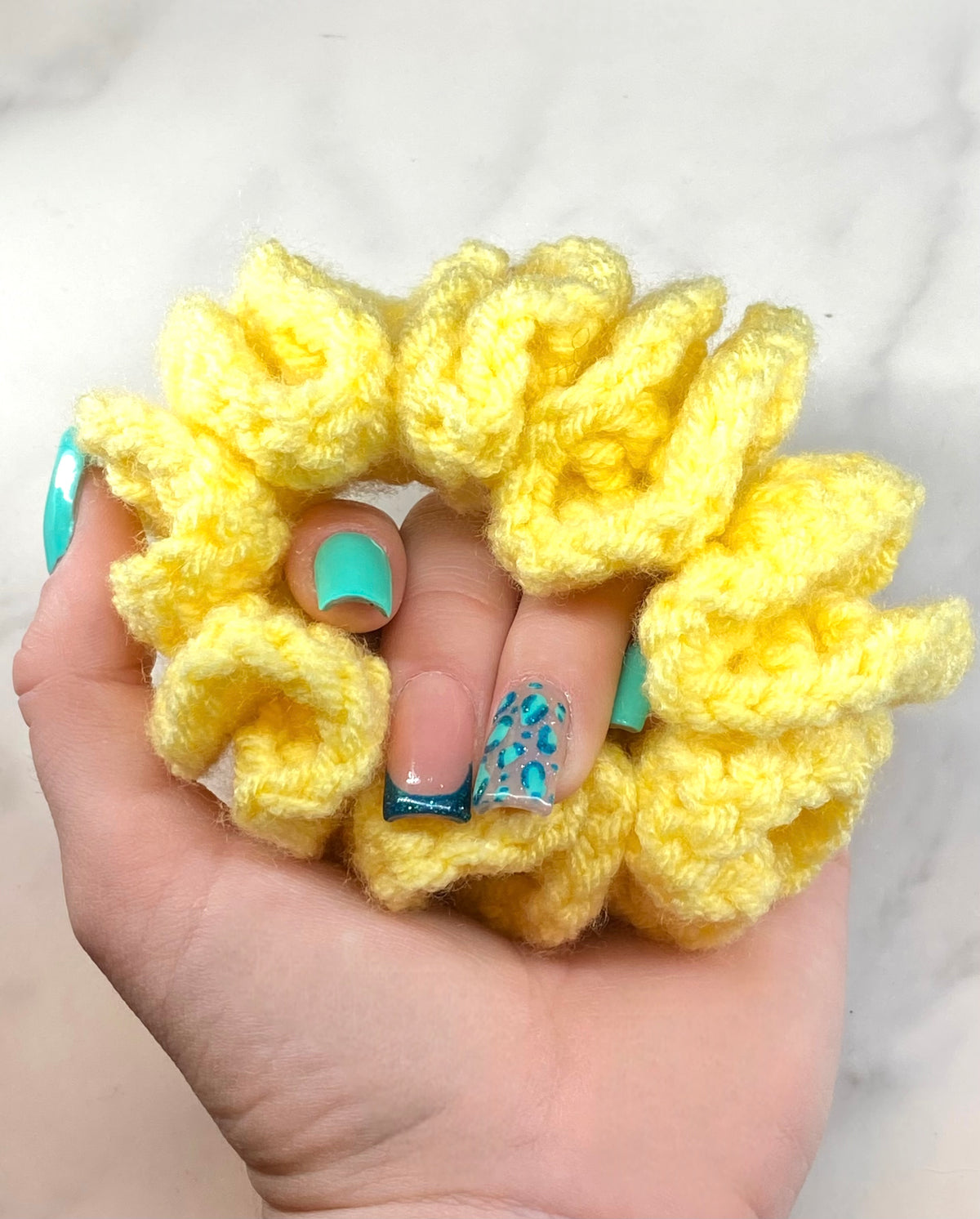 Yellow Crochet Scrunchie