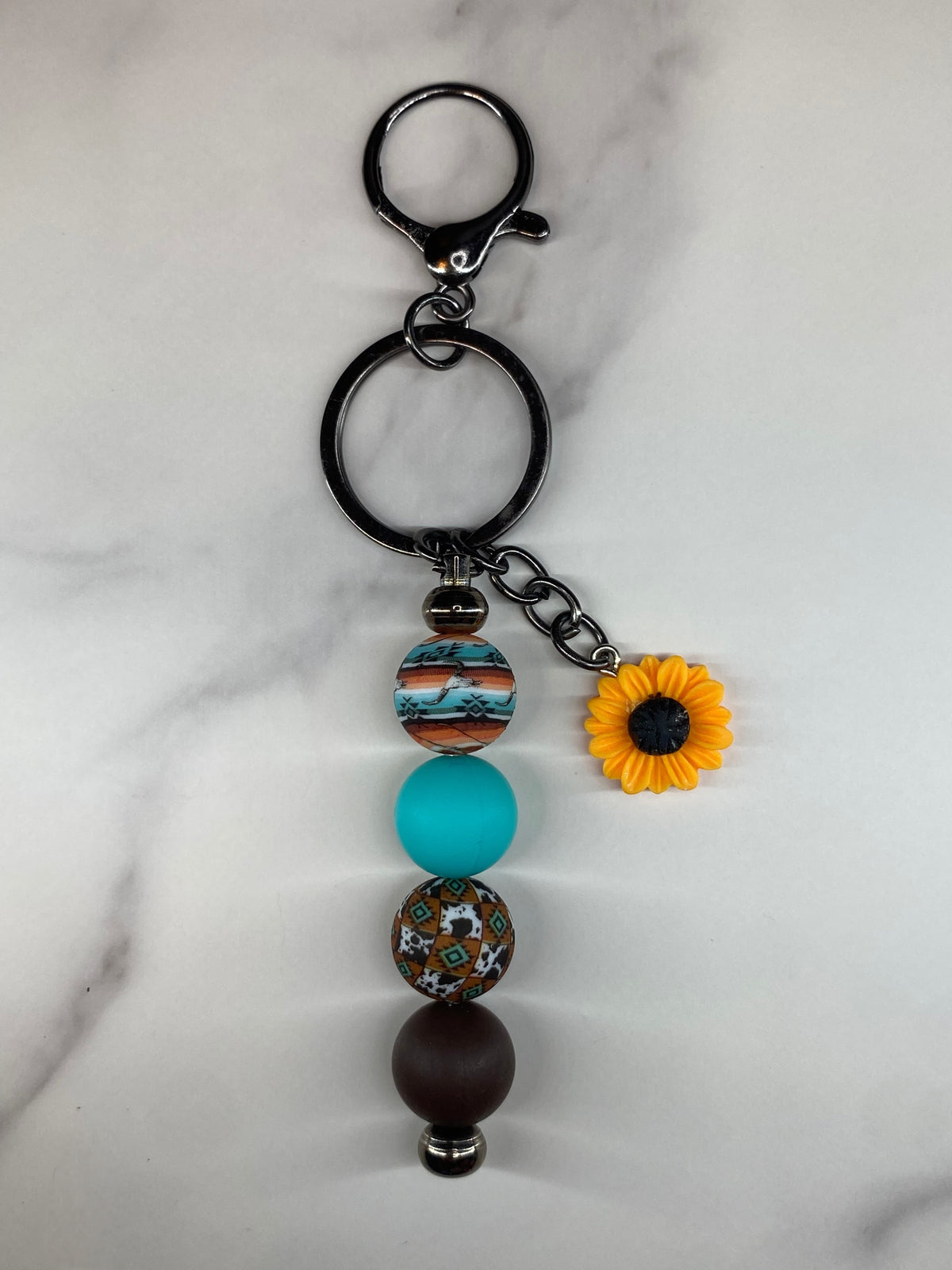 Brown and Turquoise Keychain