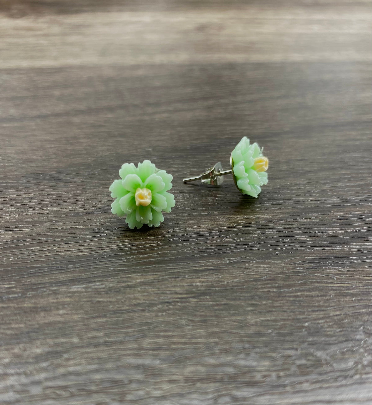 Green Flower Studs