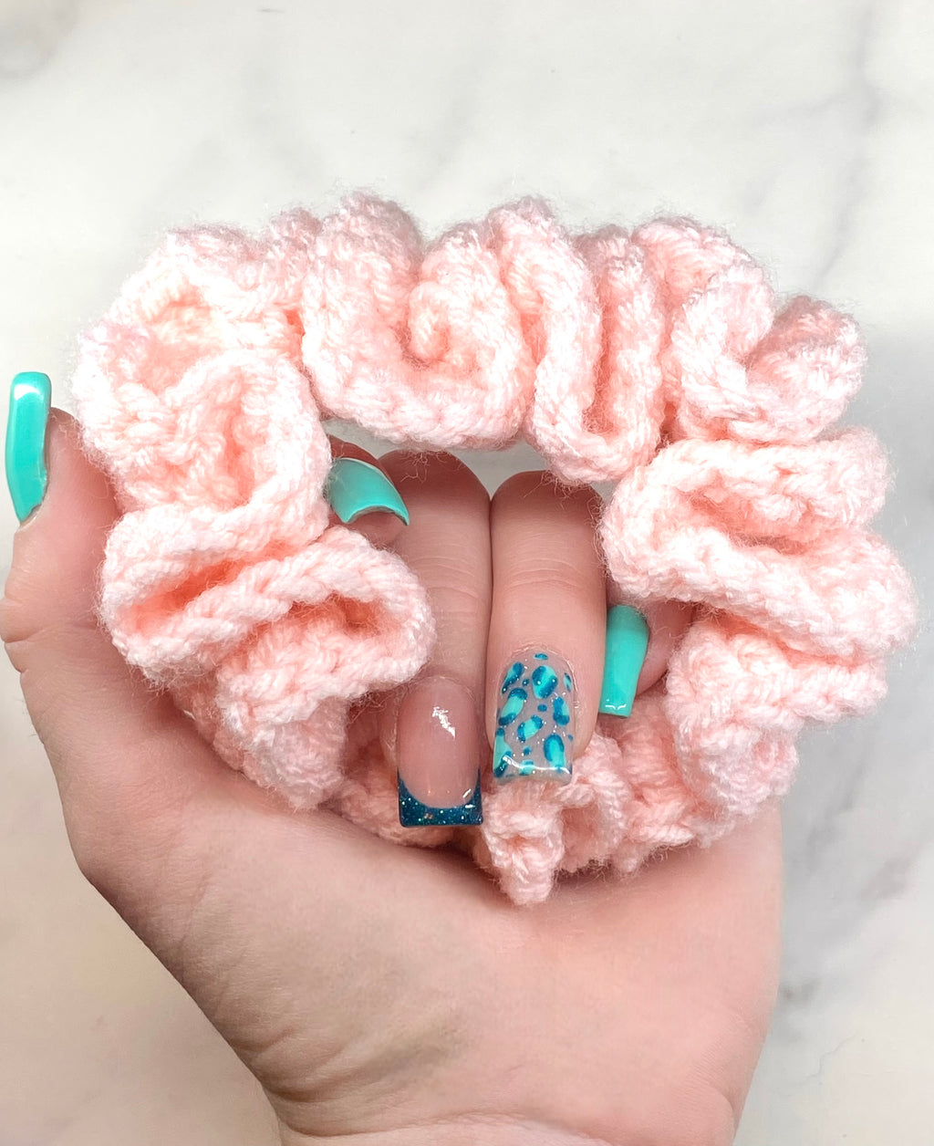 Soft Pink Crochet Scrunchie
