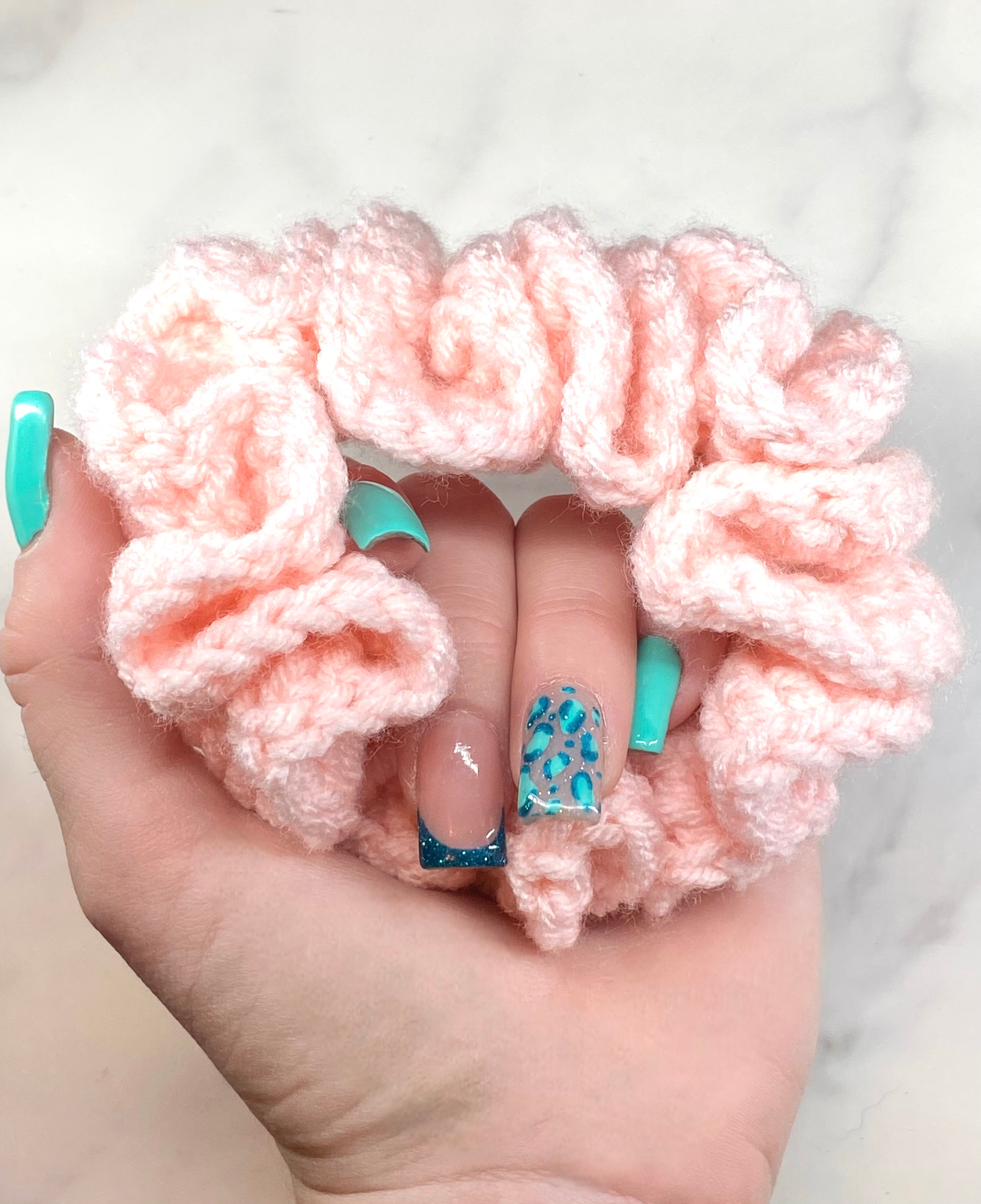 Soft Pink Crochet Scrunchie