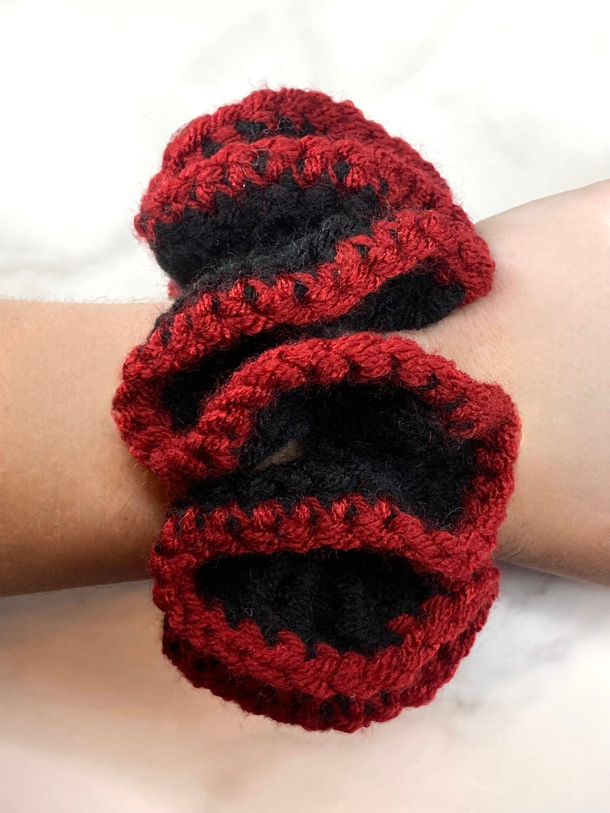 Black/Red Crochet Scrunchie
