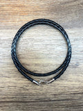 Black Braided Leather Cord Bracelet