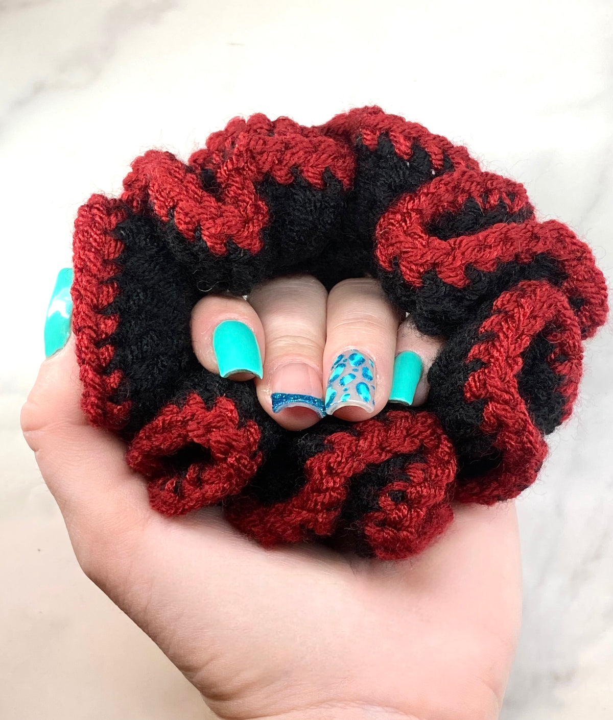 Black/Red Crochet Scrunchie