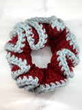 Red/Grey Crochet Scrunchie