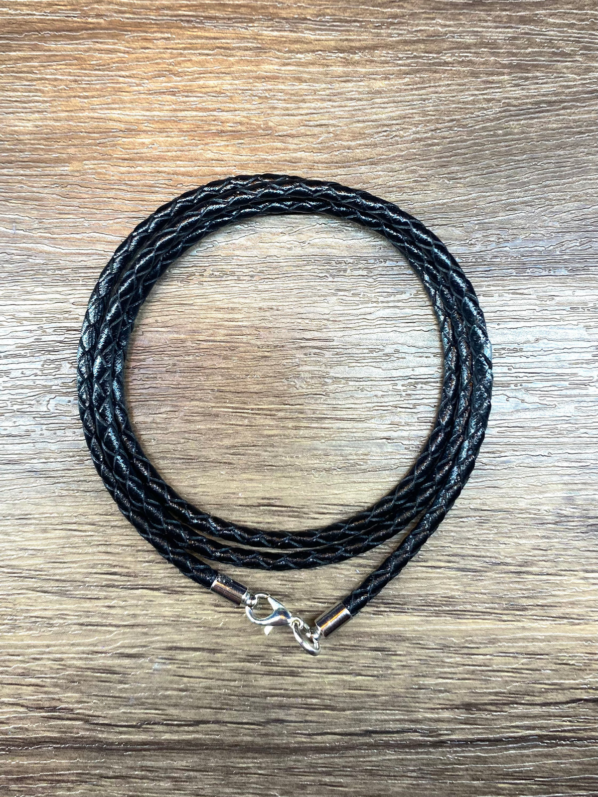 Black Braided Leather Cord Bracelet