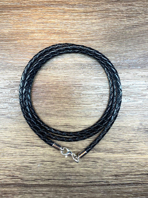 Black Braided Leather Cord Bracelet