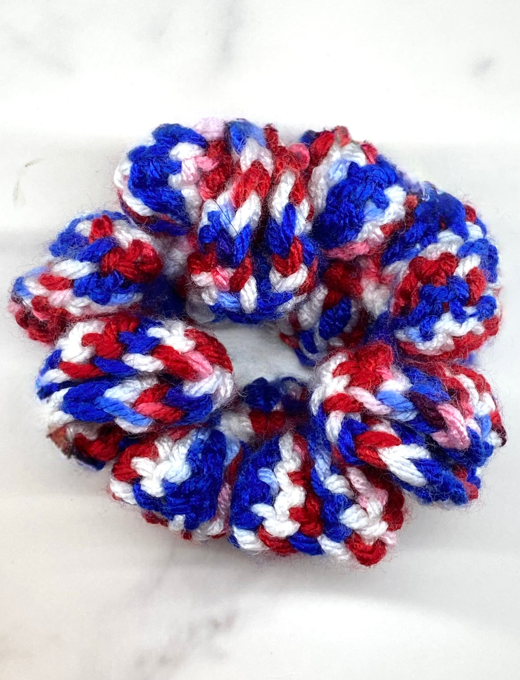 Red/White/Blue Crochet Scrunchie