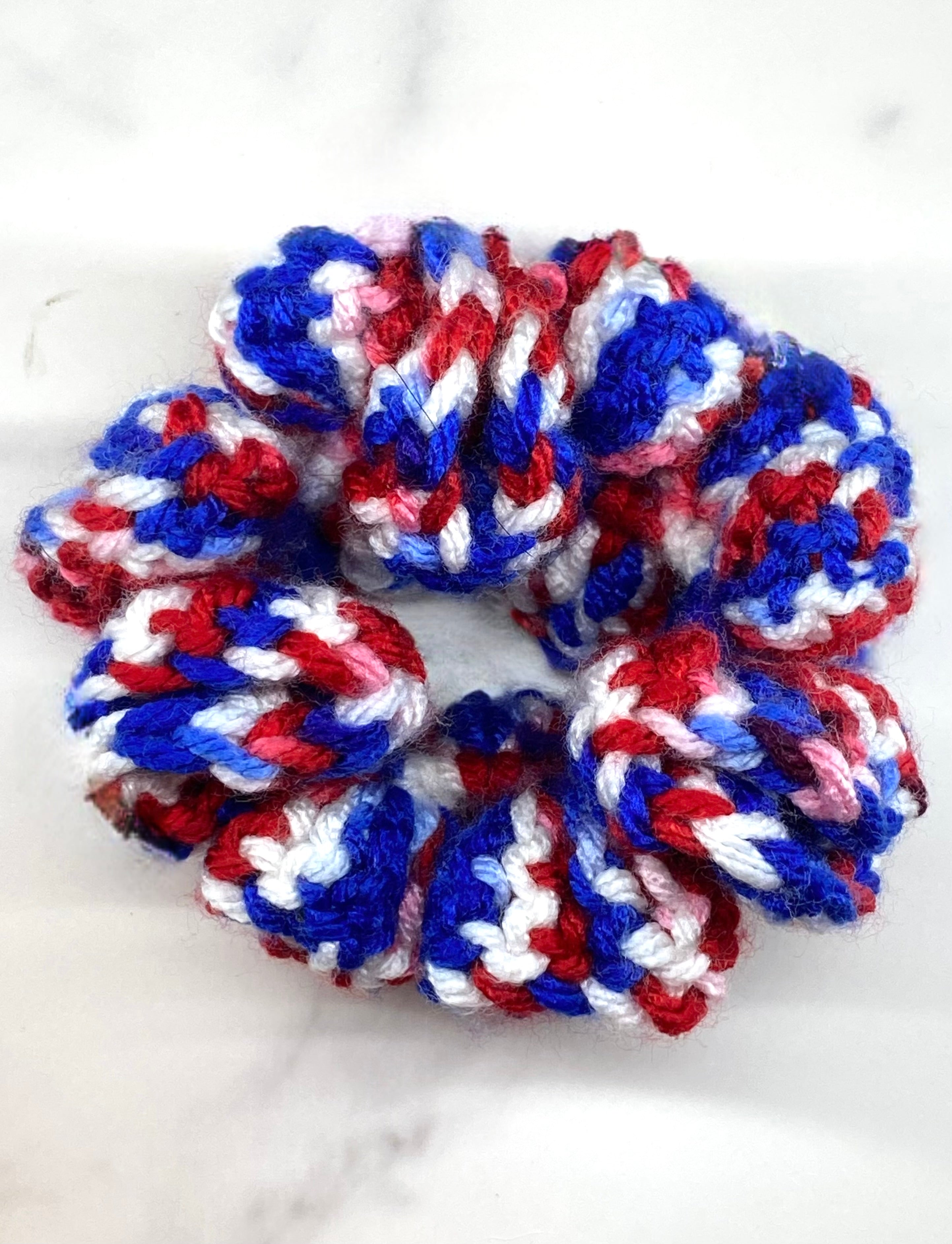 Red/White/Blue Crochet Scrunchie