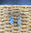 Light Blue Wired Glass Bead Earrings
