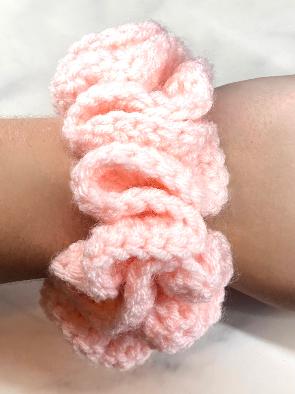 Soft Pink Crochet Scrunchie