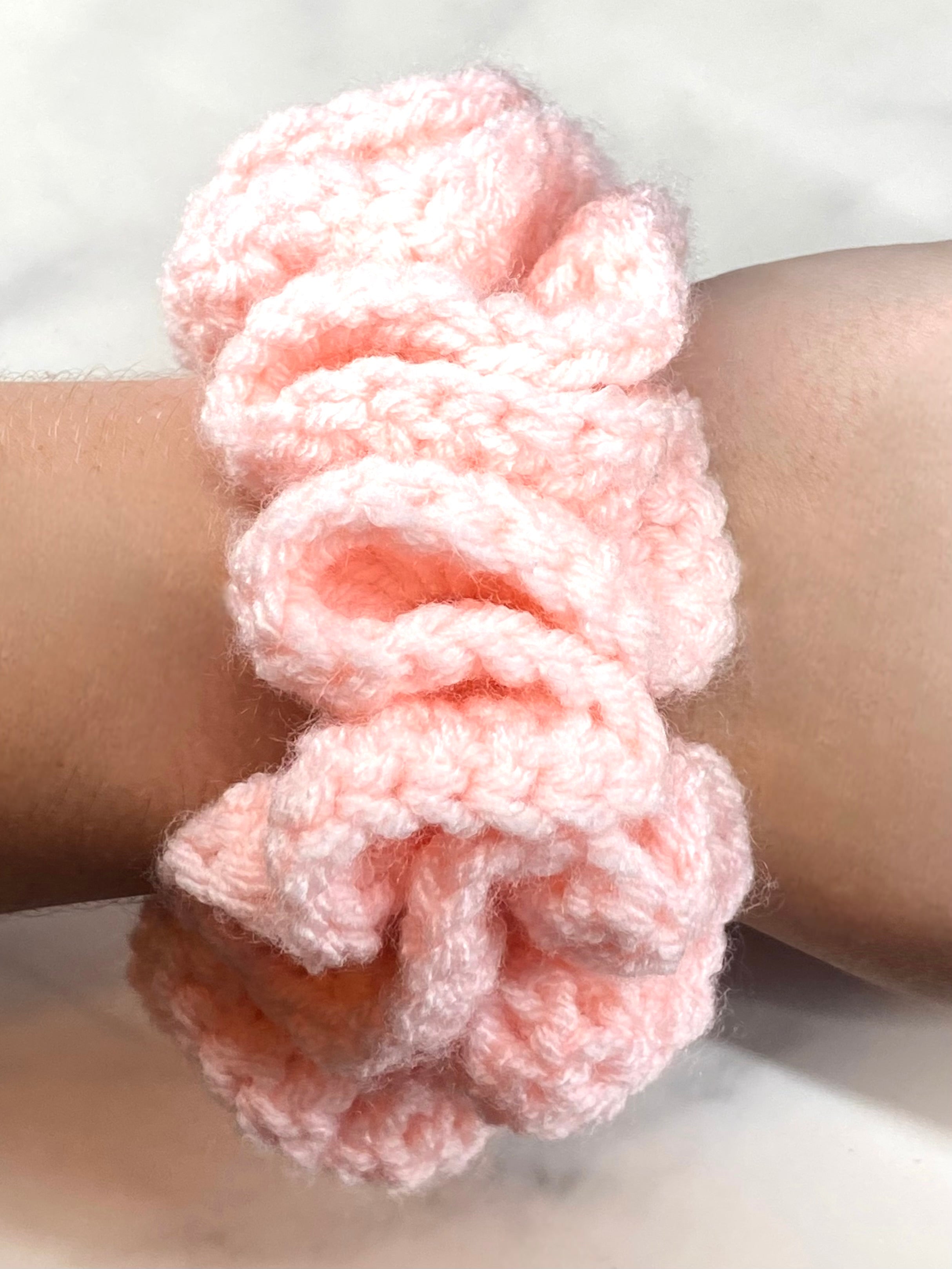 Soft Pink Crochet Scrunchie