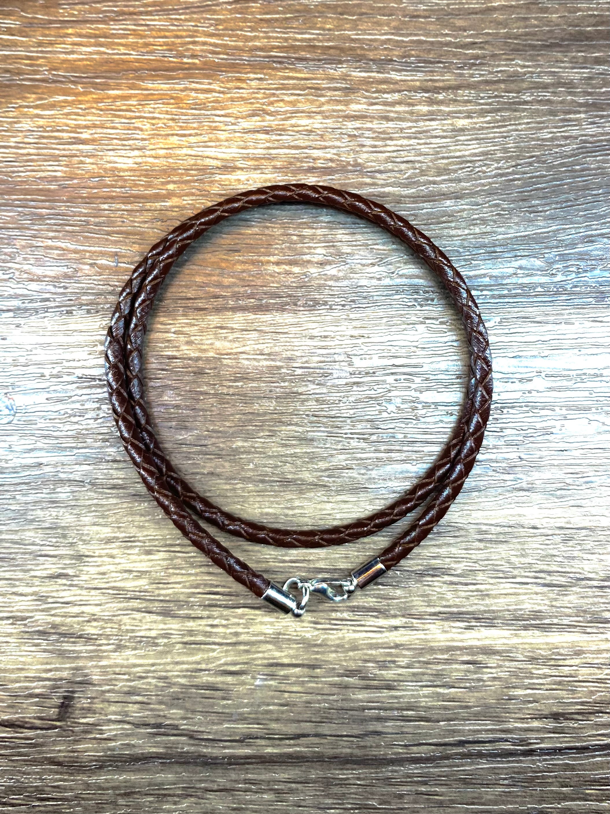 Brown Braided Leather Cord Bracelet