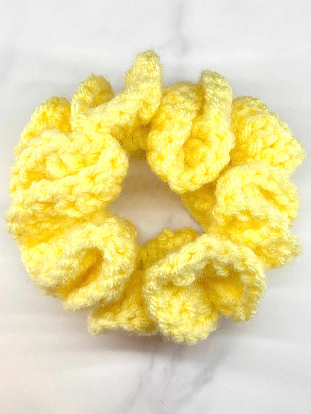 Yellow Crochet Scrunchie