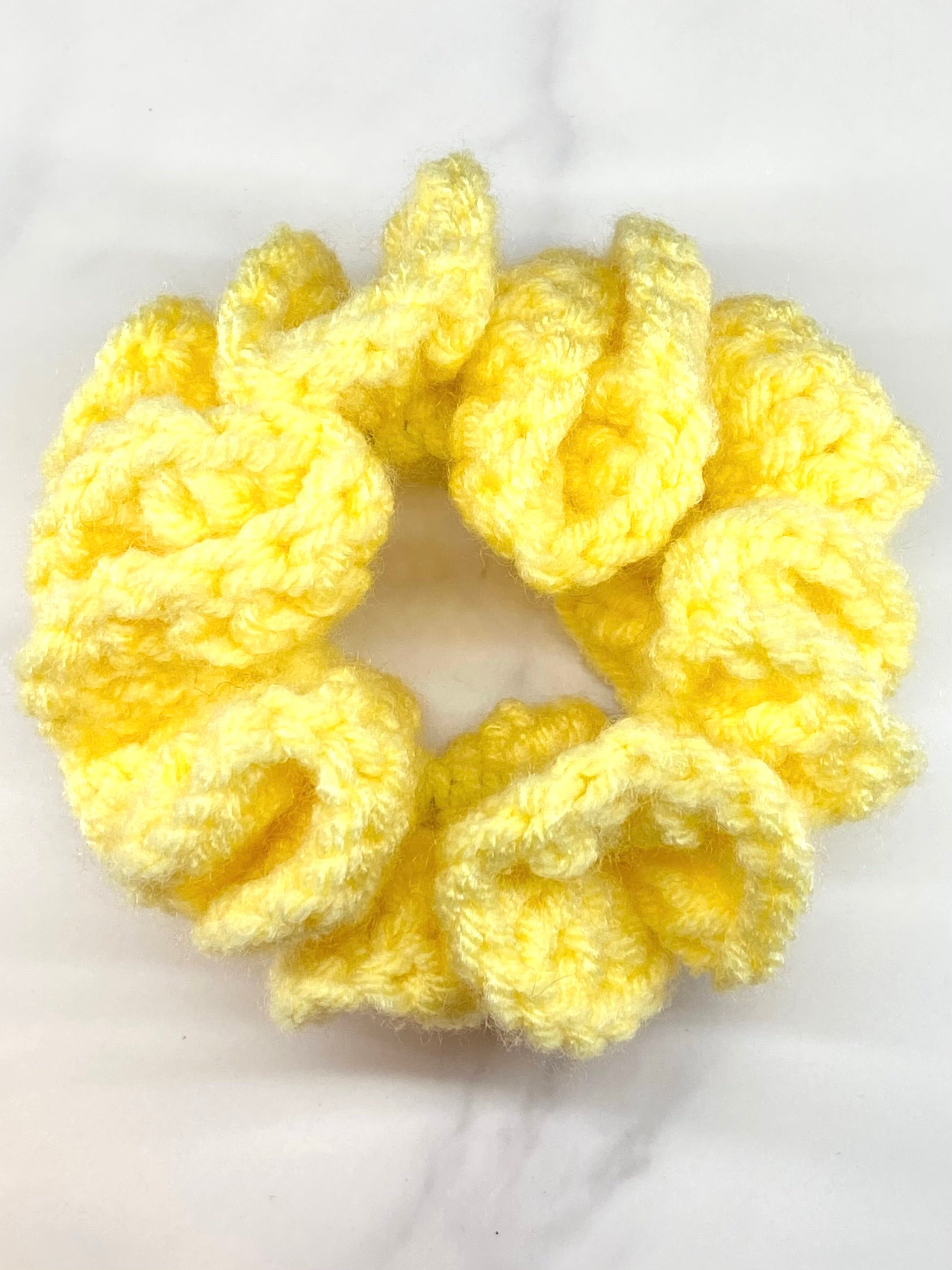 Yellow Crochet Scrunchie