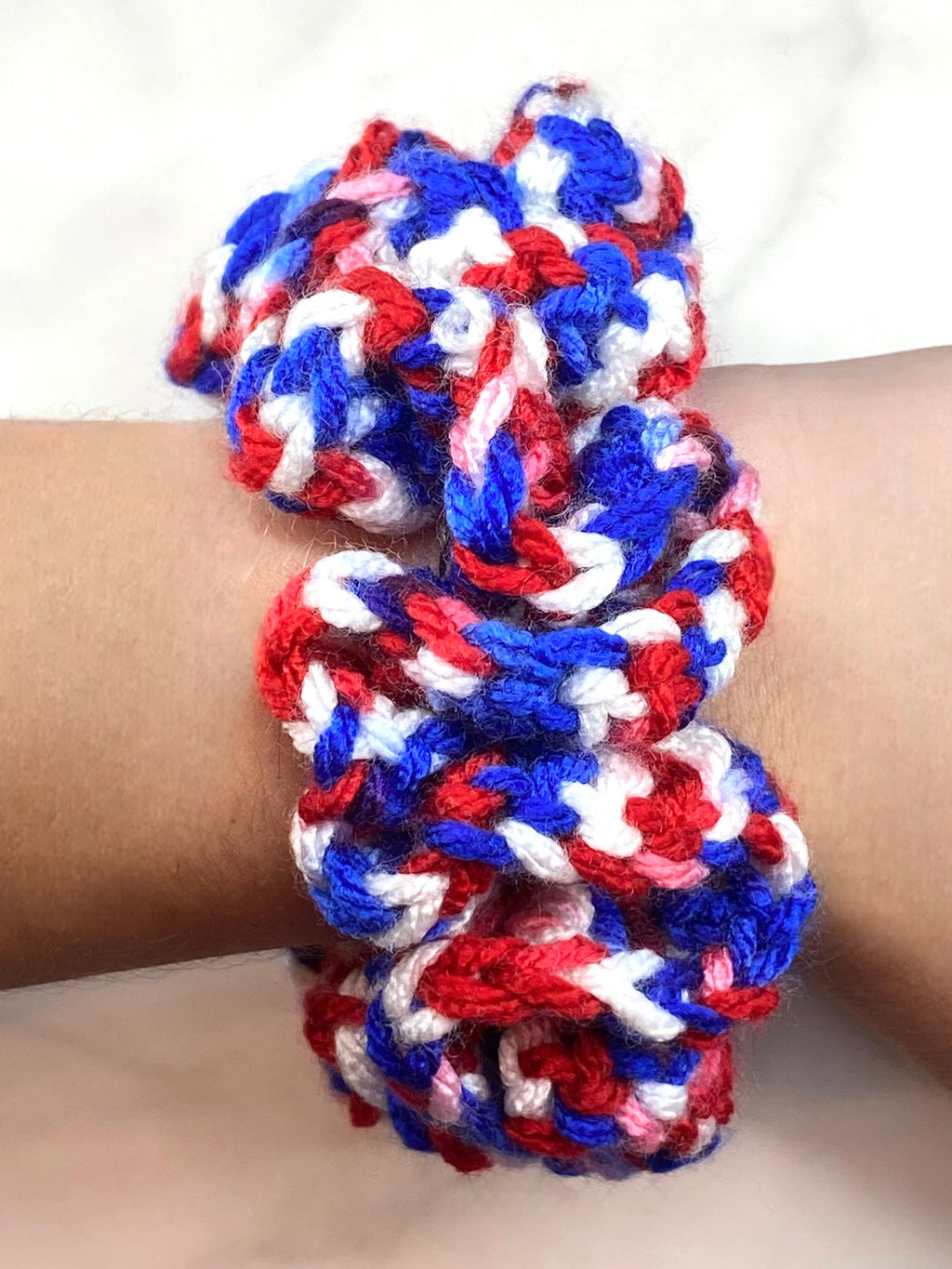 Red/White/Blue Crochet Scrunchie