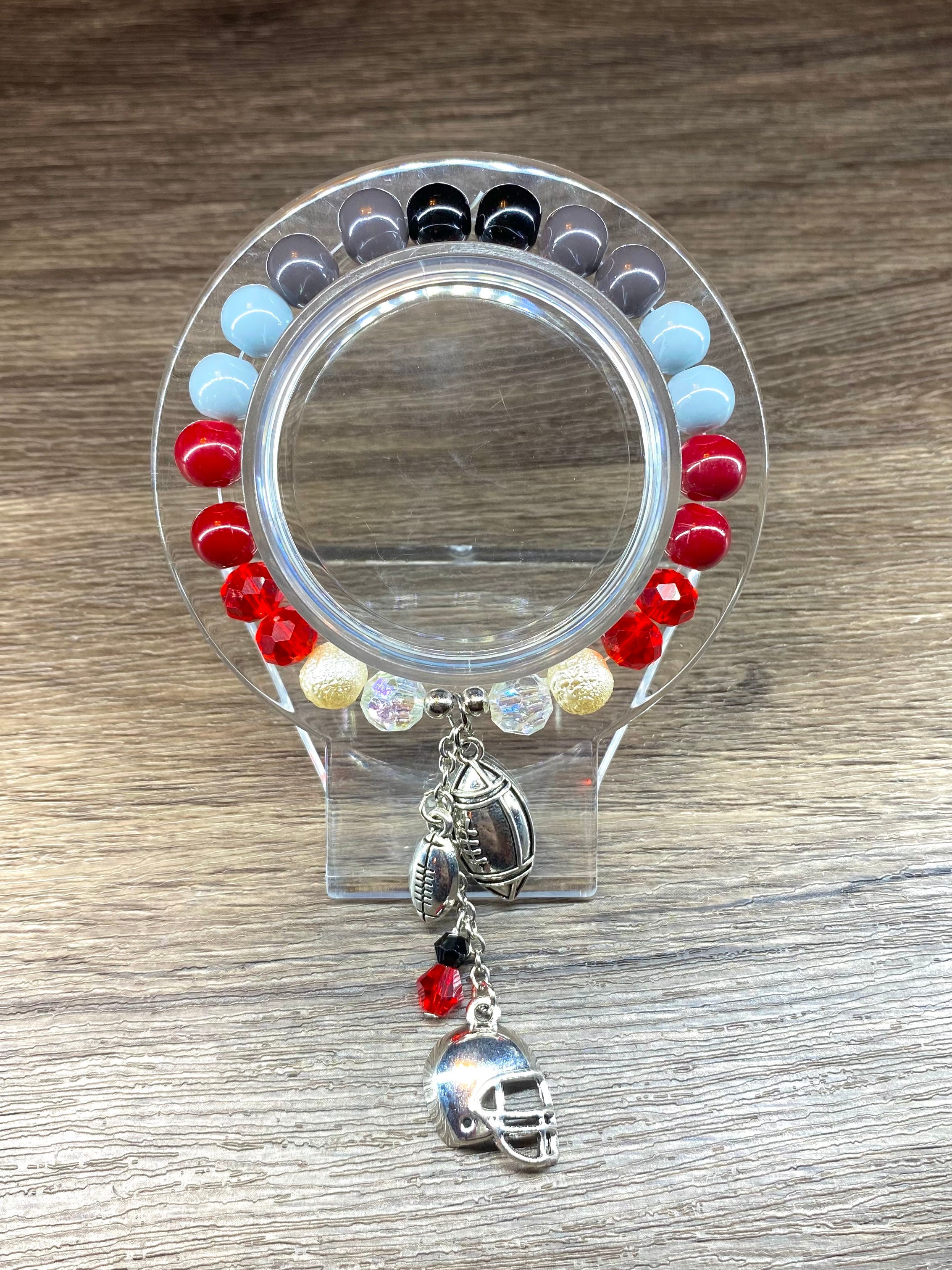 Grey/Red Ombré Charm Bracelet