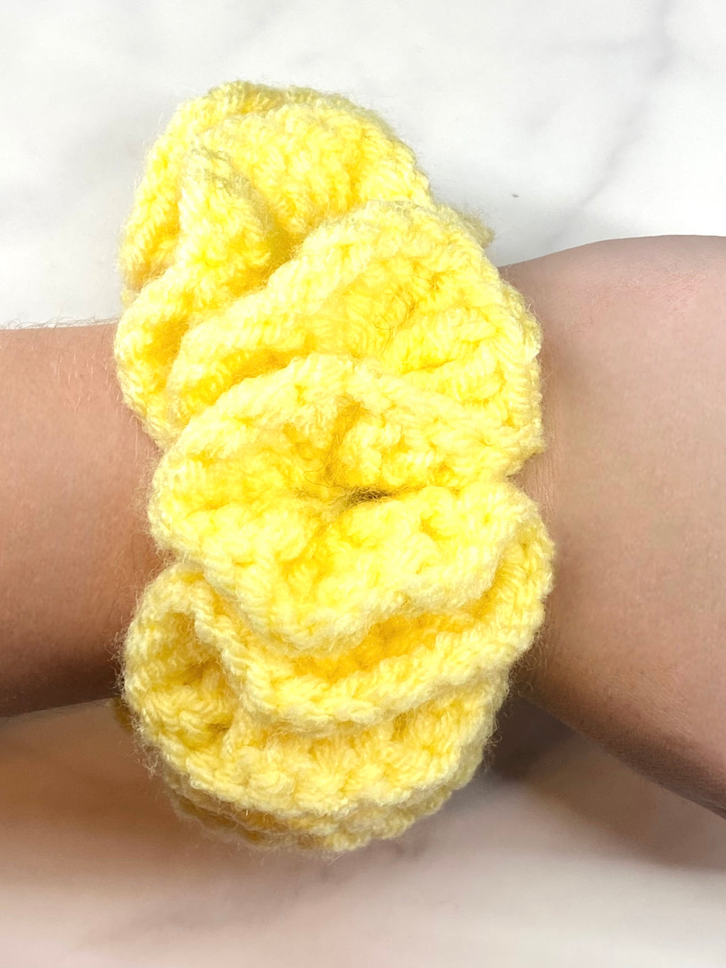 Yellow Crochet Scrunchie