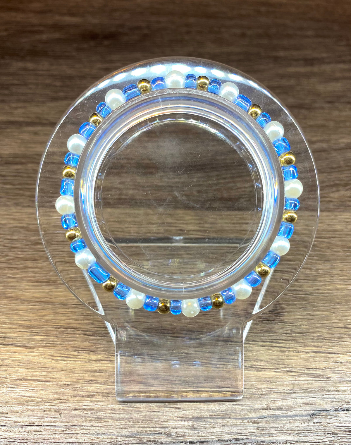 Dainty Blue/Pearl Bracelet