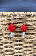Red Rhinestone Heart Earrings