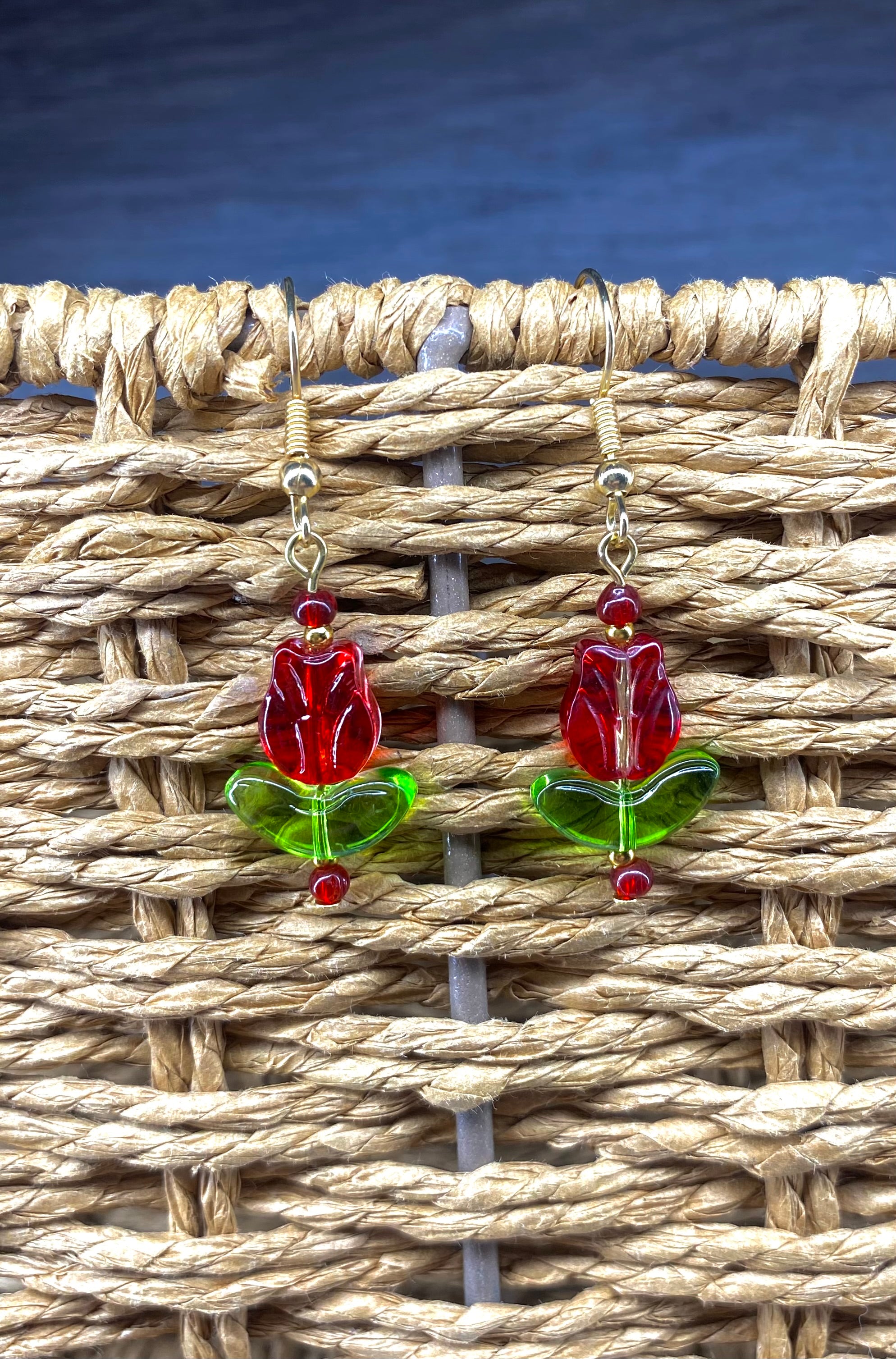 Red Rose Earrings