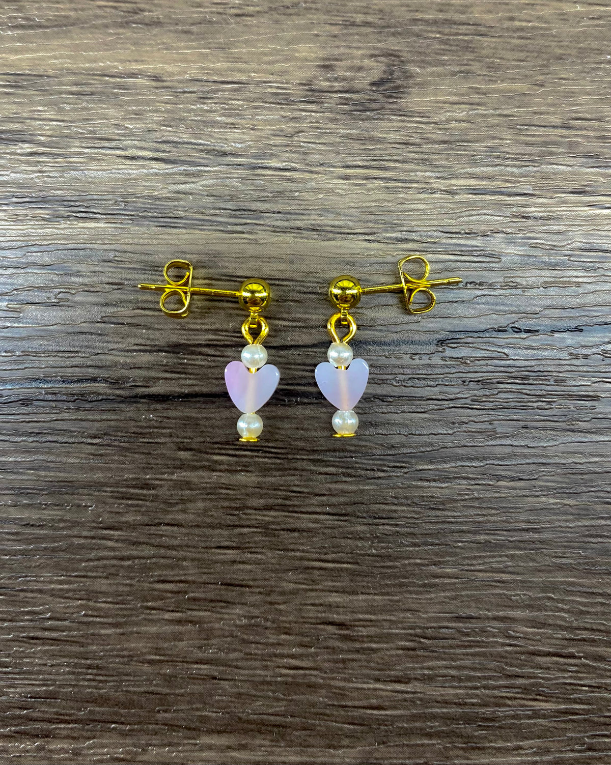 Pink Heart Stud Earrings