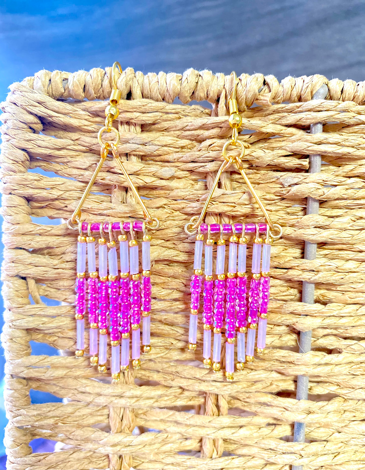 Pink Beaded Earrings