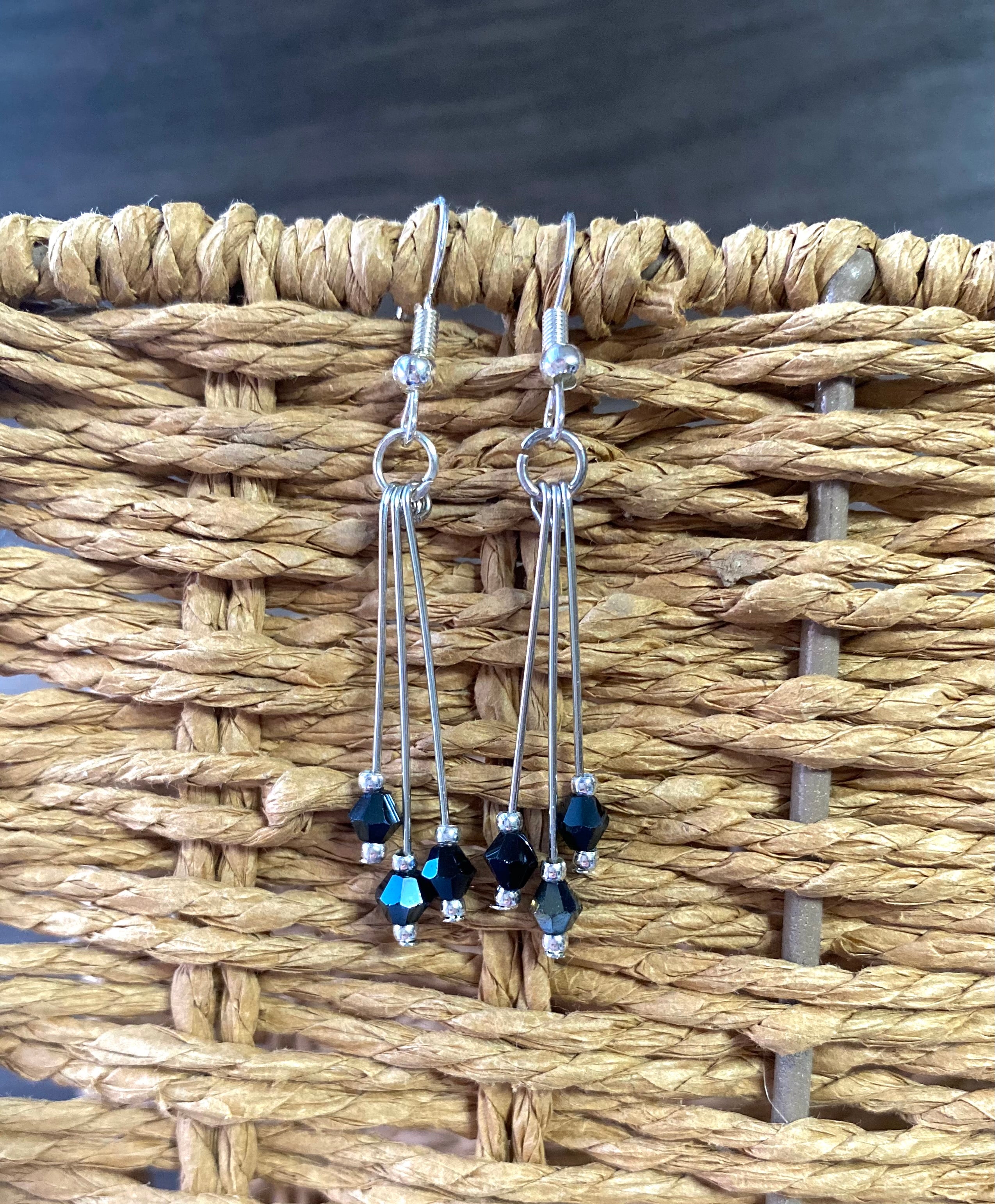 Three Bead Dangle Earrings